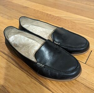 OluKai Kiele Black Leather Slip-on Loafer